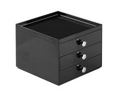 InterDesign Drawers caja almacenaje con 3 cajones | Cajonera plástico para maquillaje y cosméticos | Accesorios para baños | Plástico color negro