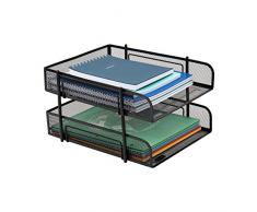 Mind Reader 2 bandejas apilables para cartas, escritorio, soporte para documentos, almacenamiento de revistas, organizador de archivos de escritorio