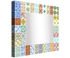 Ccretroiluminados Azulejo Portugues PequeÃ±os Espejo de BaÃ±o con Luz, AcrÃ­lico, Multicolor, 100x100x5,3 cm
