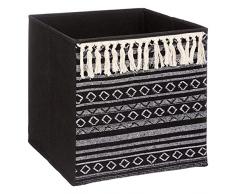 Cesta de tela 31x31 cm Mix N Modul borlas blancas y negras