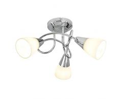Lighting Collection - Lámpara de techo con pantalla de cristal opalino (3 L, acero, 10 W), color cromado
