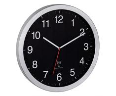 TFA Dostmann Reloj de Pared XL, 60.3545.01, Reloj analÃ³gico controlado por Radio, fÃ¡cil de Leer, con segundero, Color Negro y Plateado, 400 x 50 x 400 mm