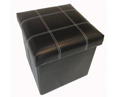 GMMH Original - Taburete Cubo de Almacenamiento para Sentarse, Caja Plegable 38 x 38 x 38 cm - Negro