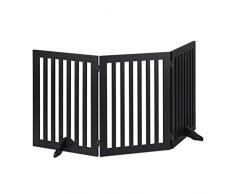 Relaxdays Barrera Seguridad Niños, Valla Protectora Plegable, 70 x 154 cm, Cerca Perros y Mascotas, con Patas, Negro