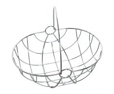 DRW Frutero Redondo con asa de Metal en Cromado 29x22x12/24,5cm