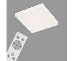 Briloner Leuchten - Panel LED, lámpara de techo regulable, plafón con borde luminoso, decoración de estrellas, control de temperatura de color, 15 vatios, 1600 lúmenes, blanco, 295x295x61 mm