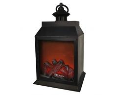 Farol LED para chimenea, con temporizador de 6 horas, funciona con pilas, para Navidad, decoración, boda, como luz de ambiente, aprox. 16 x 14 x 27 cm