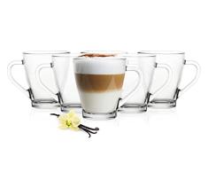 Glasmark KROSNO, 200 ml, juego de 6 vasos, vasos de cristal con asa, oreja de colores, vaso para beber, taza, vaso de cristal con auricular, apto para lavavajillas
