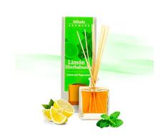 Aromers - Ambientador de Hogar Mikado - Fragancia 100 ml y 10 Palitos Rattan - Aroma Duradero a LimÃ³n y Hierbabuena - Ideal para Perfumar y Decorar tu Casa