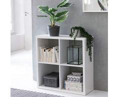 Wohnling Cubo de Eddie 77Â x 29Â x 77Â cm Estante con 4Â Compartimentos Color Blanco EstanterÃa Madera, pie | Carpeta EstanterÃa biombos Dados de estanterÃa Modern | EstanterÃa de almacenaje Abierto
