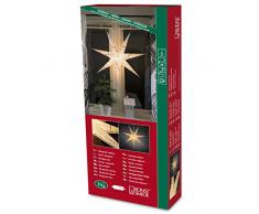 Konstsmide 2985-270 - Estrella colgante de papel (incluye cable de alimentación con interruptor de encendido y apagado, sin bombilla, casquillo E14, 230 V, para interiores, cable blanco), texto estampado, color blanco y negro