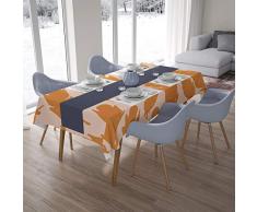Bonamaison DecoraciÃ³n de Cocina, PoliÃ©ster, Antimoho, Secado rÃ¡pido, Impermeable, Mantel, Naranja, Blanco Roto, 140 x 200 Cm - DiseÃ±ado y Fabricado en TurquÃ­a