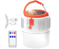 LETOUR Linterna de Camping, luz LED Recargable por energÃa Solar/USB, luz portátil con Mando a Distancia, IP45 Resistente al Agua, 2200 mAh Senderismo Camping Emergencia al Aire Libre