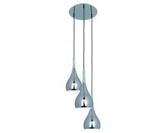 Naeve Leuchten 6029242 Classic - Lámpara de techo de 3 puntos de luz (no incluye bombillas, cable de tela, metal), color plateado