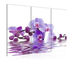 Runa Art 200631b - Cuadro de pared (120 x 80 cm, lienzo de fieltro, tamaÃ±o XXL, 3 piezas, fabricado en Alemania, listo para colgar), diseÃ±o de orquÃ­dea