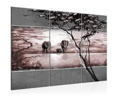 Imagen de elefante africano 120 x 80 cm â 3 piezas de vellÃ³n â Lienzo XXL formato pared imÃ¡genes salÃ³n decoraciÃ³n impresiones artÃ­sticas rosa gris â Fabricado en Alemania â listo para colgar 001031c