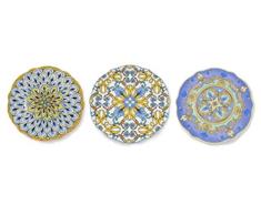 SUD IMPORT Plato de porcelana decorativo decoración vietri 3 decoraciones