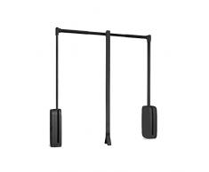 EMUCA - Barra de Armario abatible, Perchero basculante, Colgador abatible para Armario, Anchura Regulable 450-600mm, Acabado Titanio