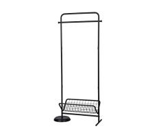 MEUBLE COSY Perchero de Metal para Ropa, tendedero, suspensión Independiente, con Estante de Almacenamiento, Negro, 70.5x34.5x156.4cm