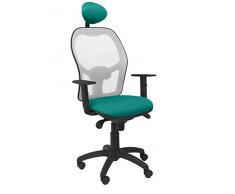 Piqueras Y Crespo (PIQU7) Silla Jorquera Malla Gris Asiento Bali Verde Claro con cabecero Fijo Oficina, Talla Unica