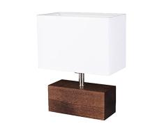 Homemania HOMBR_0197 Lámpara de Mesa Shade Form, Escritorio, Oficina, Mesilla de Noche, Madera Oscura, Tejido, Blanco, 27 x 12 x 22
