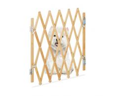 Relaxdays Barrera Seguridad Perro, Valla Escaleras Plegable hasta 96cm, 48,5-60cm Alto, Reja Protección Bambú, Natural