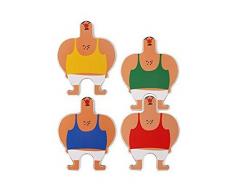 Kikkerland hungrige akrobaten Posavasos, MDF, Papel, Corcho, Surtidos, 11.4Â x 2Â x 16.7Â cm, 4Â Unidades de Medida