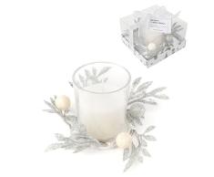 Vela en vaso decorado navidad plata