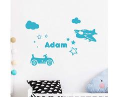 Ambiance Sticker Pegatina Personalizada con Nombre Personalizado, decoraciÃ³n de Pared para habitaciÃ³n Infantil, 2 lÃ¡minas de 20 x 35 cm y 60 x 30 cm, Color Azul