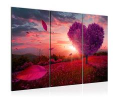 Runa Art Otoño Ãrbol Corazón Cuadro Decorativo para Sala XXL Púrpura Violeta Paisaje 120 x 80 cm 3 Piezas Decoración de Pared 605831b