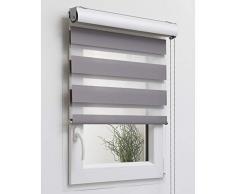 madecostore - Estor Doble Enrollable dÃ­a Noche Tejido Jacquard â Gris â 64 x 250 cm â FijaciÃ³n con perforaciÃ³n â Cadena cromada