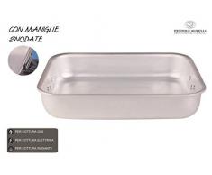 Ollas Agnelli Tostador Rectangular Radiante, con 2 Asas, Aluminio, Espesor de 5 mm, Plata, 35 cm