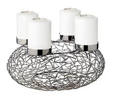 Edzard Corona de adviento Milano, Acero Inoxidable niquelado, Color Negro, diseño de Rama, diámetro 34 cm, para Velas de 8 cm de diámetro
