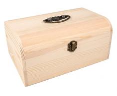 Rayher Cofre madera, cierre y asa de metal, 24,5x16,5x11,5 cm, personalizable, 64027505
