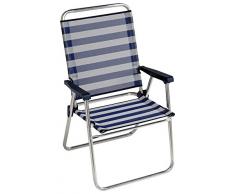 Alco 637ALF-0056 Sillón Fijo Seguridad Respaldo Alto, fibreline, Metal, Rayas Azules Y Blancas, 86x58x8.5 cm