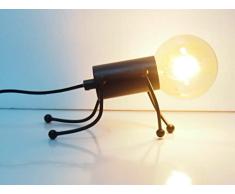 BarcelonaLED Lampara De Sobremesa Creativo MuÃ±eco Vintage Moderna Doll Art Deco 40w E27 Mesita de Noche para Dormitorio Cocina Bar Restaurante CafeterÃ­a Panaderia Pasillo Color Negro 230v - LV417
