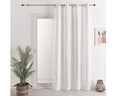 HomeMaison.com Visillo Efecto Lino a Rayas â Gris â 140 x 240 cm