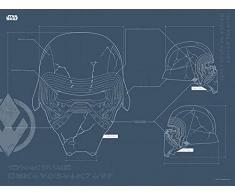 Komar Wandbild Von Star Wars EP9 Blueprint Kylo Helmet | Kinderzimmer, Jugendzimmer, Dekoration, Kunstdruck | ohne Rahmen | WB177-40x30 fotomural, carbÃ³n