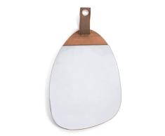 CIAL LAMA Espejo Pared Decorativo Ovalado Irregular Madera con Asa Marron 28 cm