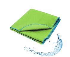 SETEX Toalla Deportiva Evolon(R) para Hombre y Mujer, Ideal para Gimnasio, Lima con Costuras Grises, 50 x 100 cm