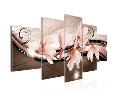 Runa Art imÃ¡genes flores magnolias Wandbild 200 x 100 cm Vlies - lienzo XXL formato Wandbilder salÃ³n decoraciÃ³n Kunstdrucke Beige 5 piezas - Made in Germany - listo para colgar 210551a