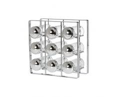 DRW - Set de 9 especieros de Cristal con Soporte de Metal 20x9,5x19,5cm