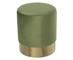 Puff de Madera+DM, Metal y PoliÃ©ster en Verde y Dorado 35x42x10cm