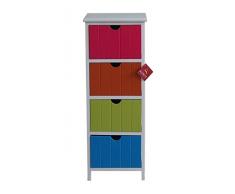 Aspect 29 x 27 x 77,5 cm 4 pisos Marcell Kids Sala/cama/sala de estar/baño gabinete de almacenamiento, multicolor