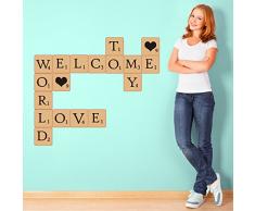 ExtraÃ­ble pegatinas de pared autoadhesivas Scrabble Puzzle Letras Arte Mural Adhesivos Vinilo decoraciÃ³n del hogar papel pintado habitaciÃ³n de los niÃ±os regalo 59Â x 50Â cm, multicolor