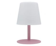 Lumisky - Lámpara de mesa de jardÃn con luz blanca inalámbrica con baterÃa STANDY Mini Rock con LED 26 cm, color blanco, ABS acero, rosa, 15x15xH26
