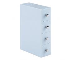 InterDesign Drawers Organizador de escritorio | Caja de almacenamiento con 4 cajones giratorios | Caja organizadora para bolígrafos, clips, etc. | Plástico azul claro