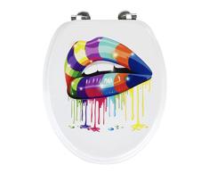 WENKO Tapa de WC Lip - motif original, MDF, 41 x 34.5 cm, Multicolor