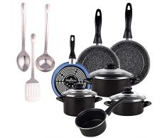 MAGEFESA PK5594 Pack de 3 Sartenes, 20/24/28, Bateria de Cocina, 3 Utensilios de Cocina