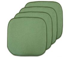 Sweet Home Collection Cojines de Espuma viscoelÃ¡stica para Silla, patrÃ³n de Panal de Abeja, Antideslizante, Parte Trasera de Goma Redondeada, Cuadrada de 16 x 16 Pulgadas, Color Verde, Paquete de 4